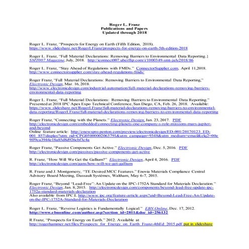 Roger L. Franz Publications through 2018