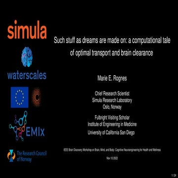 Such stuff as dreams are made on: a computational tale of optimal transport and brain clearance