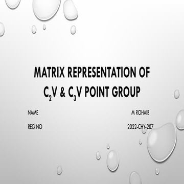 matrix representation of C2V & C3V point group | PPTX