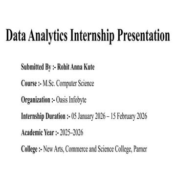 Internship Experience Presentation Document | PPTX
