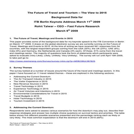 Rohit talwar   the future of travel and tourism - the view to 2015 world tourism forum lucerne 2009