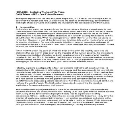 ICCA 2063 - Exploring the Next Fifty Years by Rohit Talwar 03/09/13