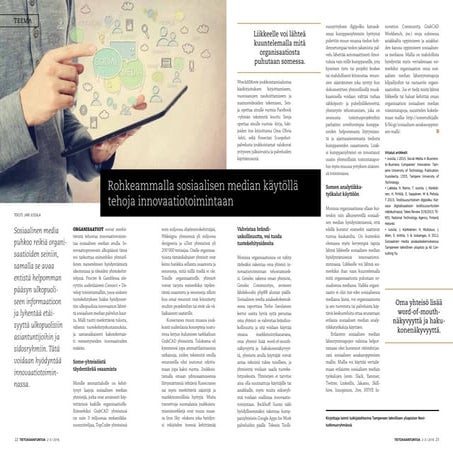 Rohkeammalla sosiaalisen median käytöllä tehoja innovaatiotoimintaan