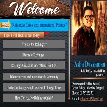 Rohyngha crisis and international politics