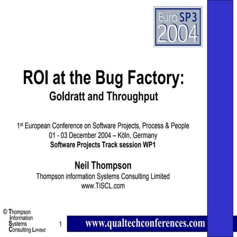 ROI at the bug factory - Goldratt & throughput (2004)