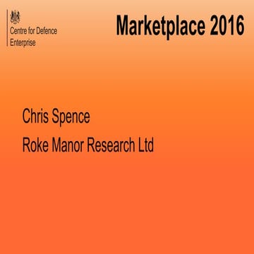 CDE Marketplace Sept 2016: Roke Manor Research Ltd (Autonomy & Big Data)