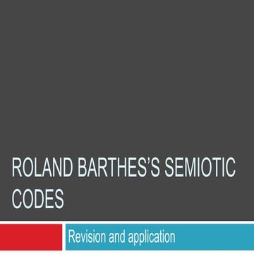 Roland barthes’s semiotic codes