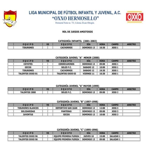 Rol de juegos amistosos