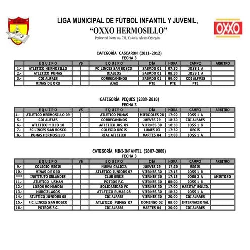 Rol de juegos fecha 04 apertura 2016