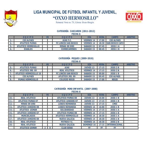 Rol de juegos fecha 06 apertura 2016 b
