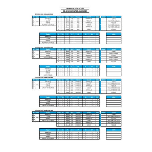 Rol de juegos olimpiada estatal 2013