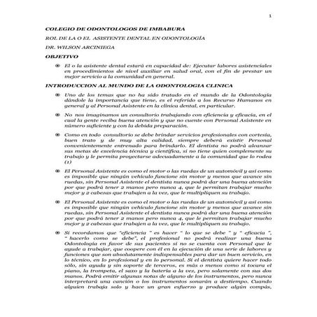 Rol de la asistente dental