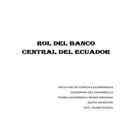 Rol del banco central del ecuador