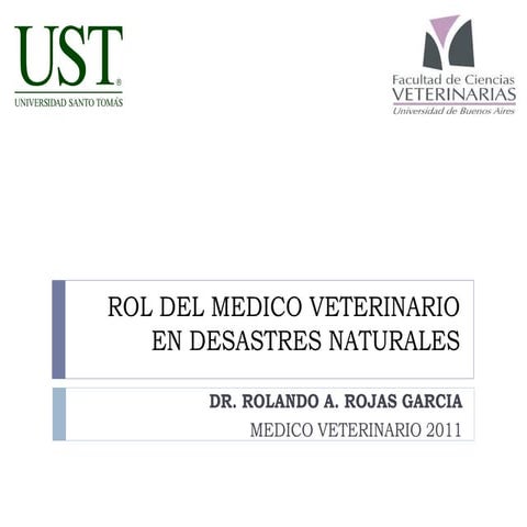 Rol del medico veterinario en desastres naturales | PDF