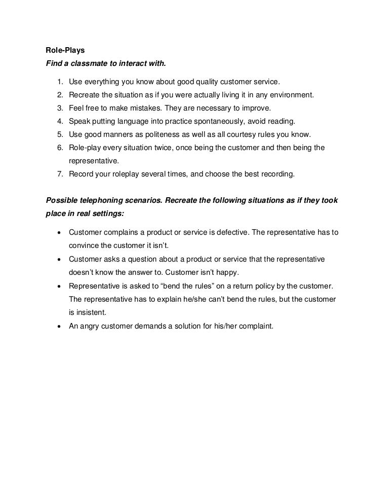 Role playing Customer Service Basics