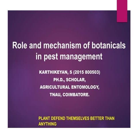 Role and mechanism of botanicals in pest management
