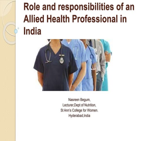Role and responsibilities of an allied health professional
