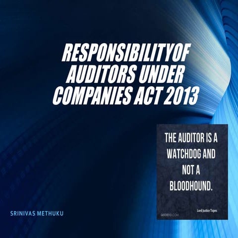 Role and responsibilities of auditor