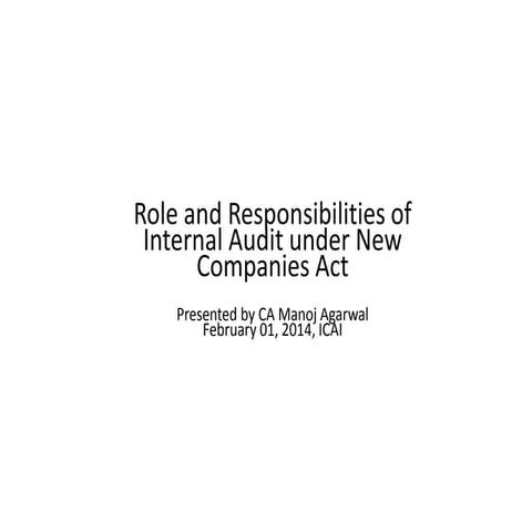 Role and responsibility of Internal Audit under new Companies Act 2013