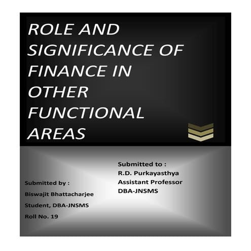 Role and significance of finance in other    functional areas