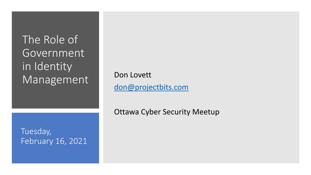 The Role of Government in Identity Management