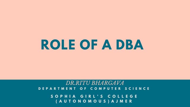 Role of a DBA