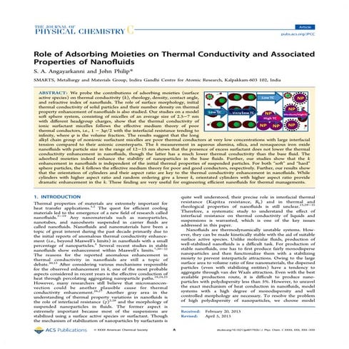 Role of adsorbing moieties on thermal conductivity and associated properties ...