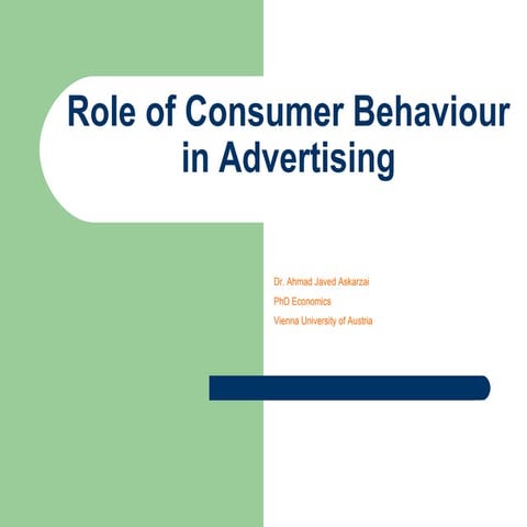 Role of advertisement in consumer behavior