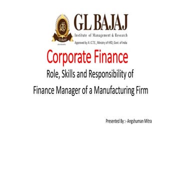 Role of a finance manager