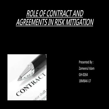 Role of agreement and contract in risk mitigation | PPTX