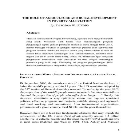 Role of Agriculture and Rural Development in Poverty Alleviation