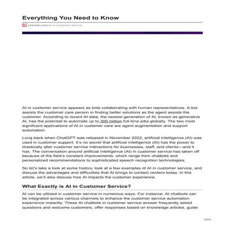 The Role of AI in Customer Service - SoluLab