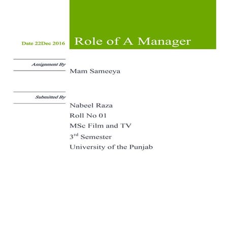 Role of a Manager