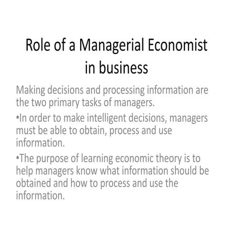 Role of a managerial economist in business