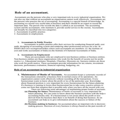 Role of an accountant