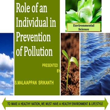 Role of an individual in prevention of pollution 