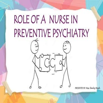 Role of a nurse in preventive psychiatry