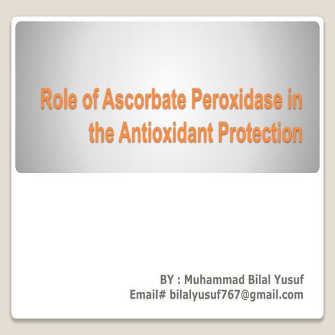 Role of ascorbate peroxidase in the antioxidant protection