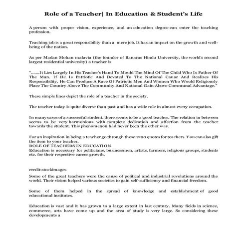 Role of a teacher