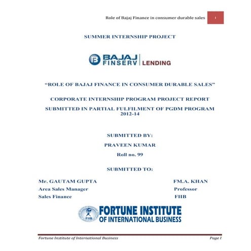 Role of bajaj finance in consumer durable finance