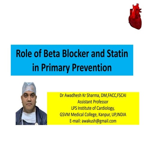 Role of beta blocker and statin in primary prevention of cardiovascular disease