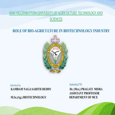 Role of Bio Agriculture in biotechnology industry | PPTX