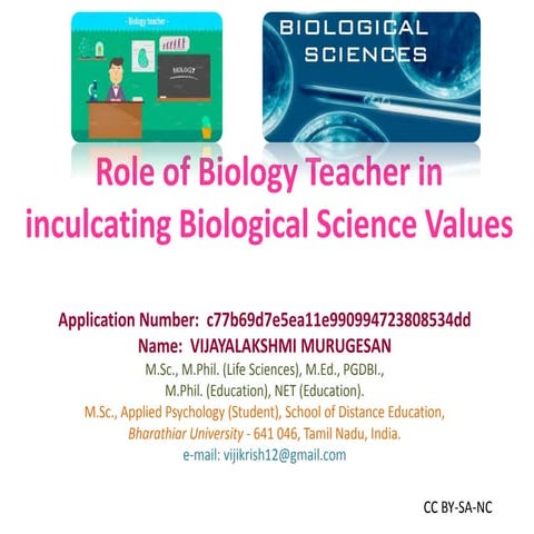 Role of biology teacher in inculcating biological science