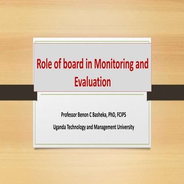 THE ROLE OF THE BAORD IN MONITORING AND EVALUATION 