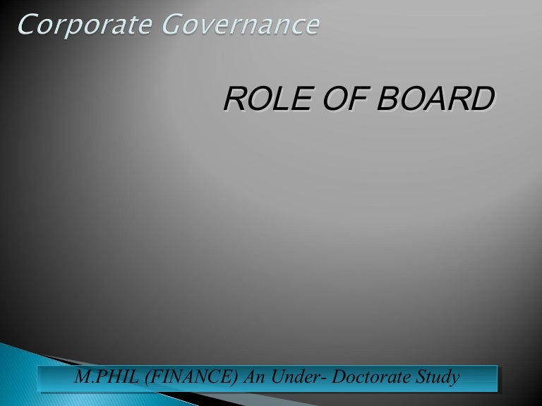 Role of board of directors Corporate Governance