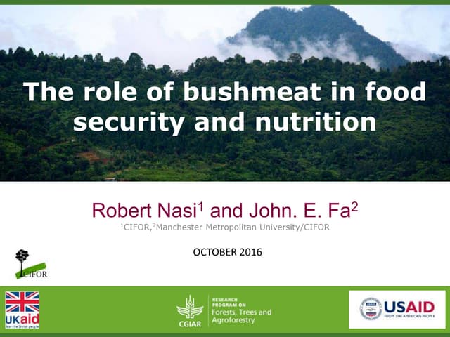 Role of bushmeat in food security and nutrition