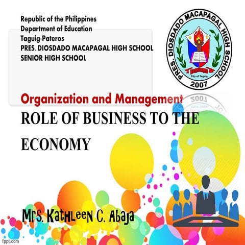 Role of business in relation to the economy