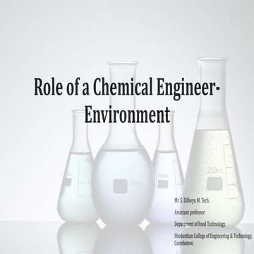 Role of chemical engineer in environment