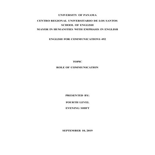 Role of communication 2019