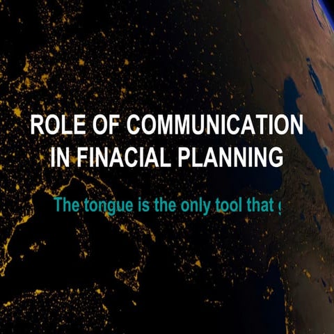Role Of Communication In Financial Planning